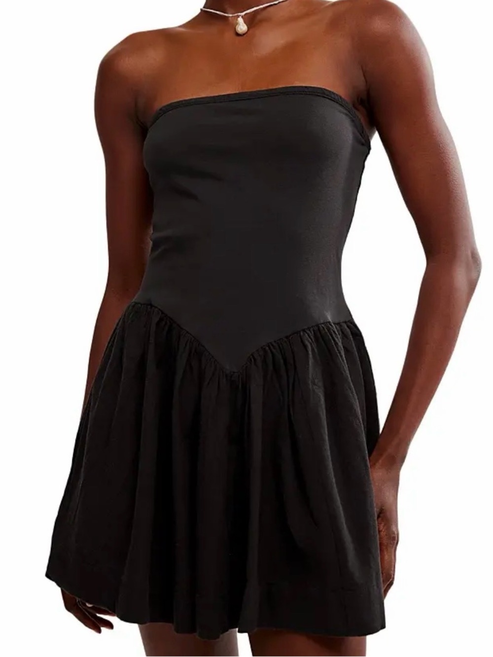 Free People Womens Onda Drop Waist Mini Cotton Dress Black Size S Boho Sundress
